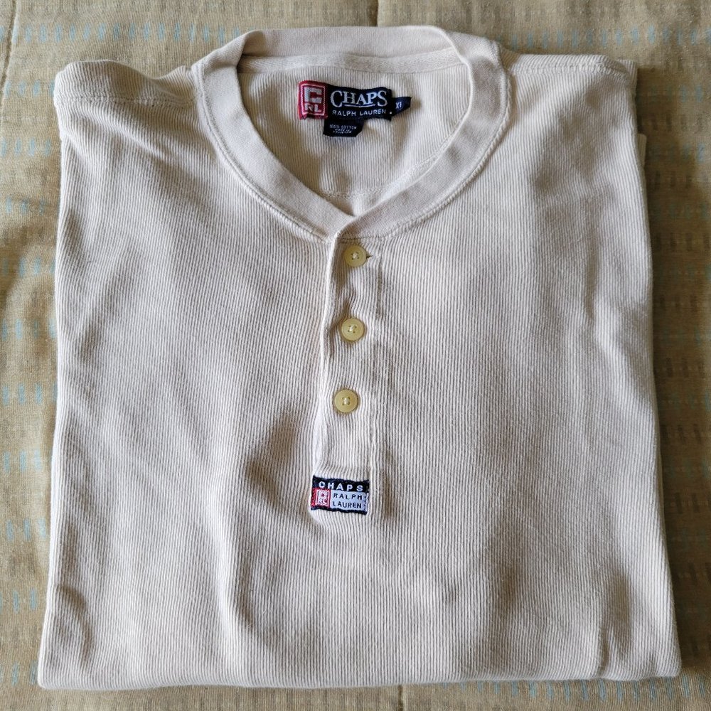 Chaps by Ralph Lauren Men’s Long-sleeve Henley – XL, Acadia White, NEW W/O TAGS!